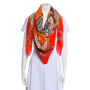Orange Hermes Silk Shawl